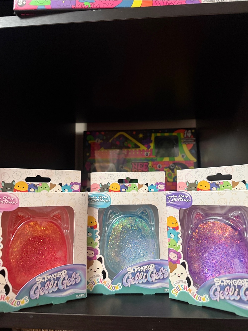 (3) Slimygloop Gelli Gels Squishmallow Glitter Blue/Orange/Purple! New Sealed